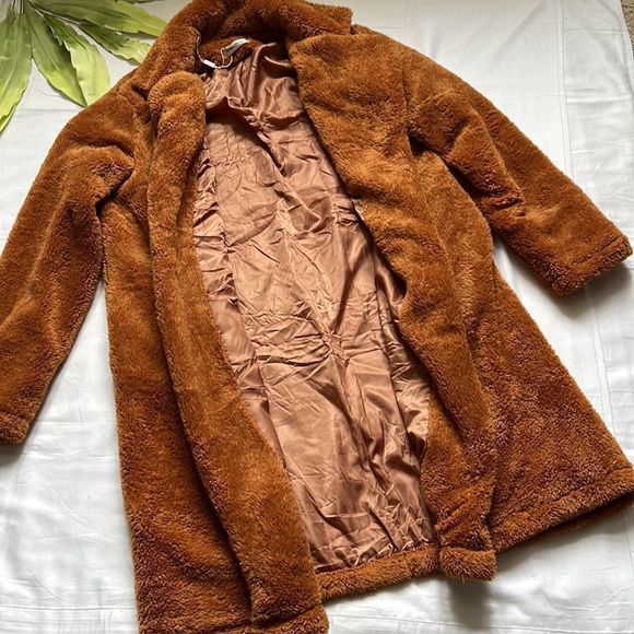 Angashion Fuzzy Fleece Lapel Open Front Long Cardigan Coat - Picture 13 of 16